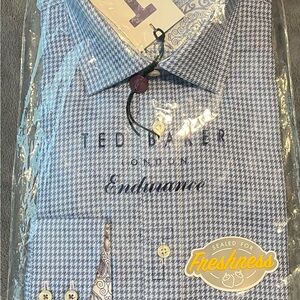 Ted Baker Blue Houndstooth Casual Shirt. Brand new in original packaging.